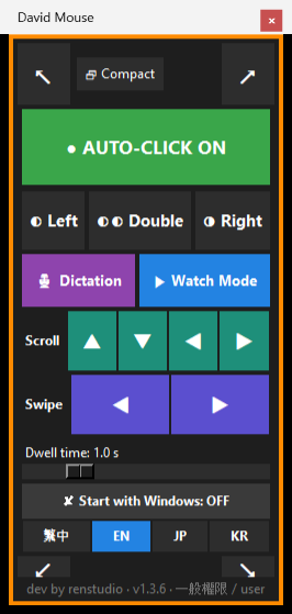 Main UI with auto-click running